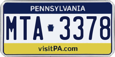 PA license plate MTA3378