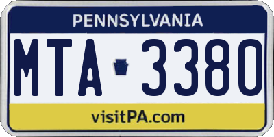 PA license plate MTA3380
