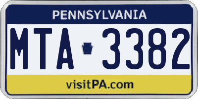 PA license plate MTA3382