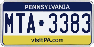 PA license plate MTA3383