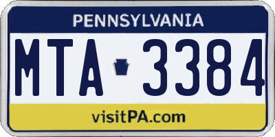 PA license plate MTA3384