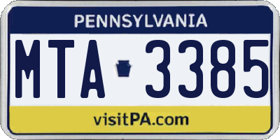 PA license plate MTA3385