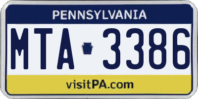 PA license plate MTA3386