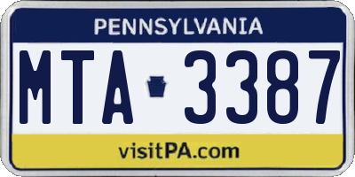PA license plate MTA3387
