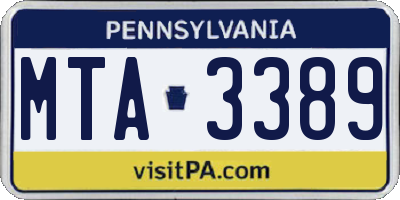 PA license plate MTA3389
