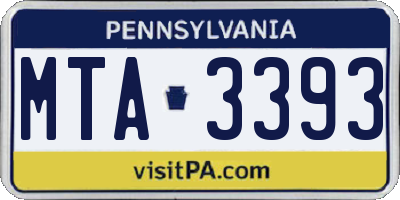 PA license plate MTA3393