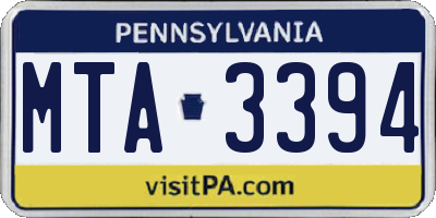 PA license plate MTA3394