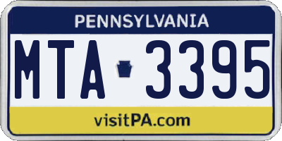 PA license plate MTA3395
