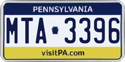 PA license plate MTA3396