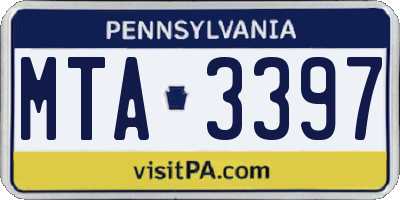 PA license plate MTA3397
