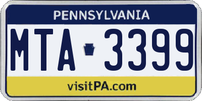 PA license plate MTA3399