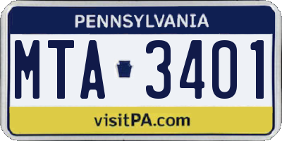 PA license plate MTA3401