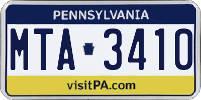 PA license plate MTA3410
