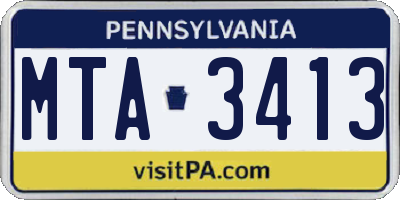 PA license plate MTA3413