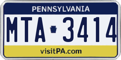 PA license plate MTA3414