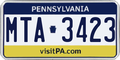 PA license plate MTA3423