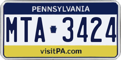 PA license plate MTA3424
