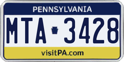 PA license plate MTA3428