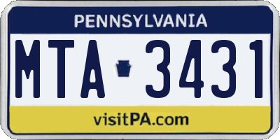 PA license plate MTA3431