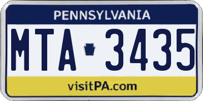 PA license plate MTA3435