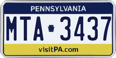 PA license plate MTA3437
