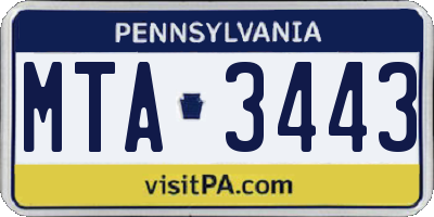 PA license plate MTA3443