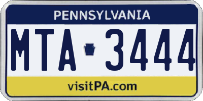 PA license plate MTA3444