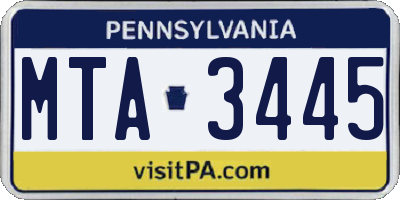 PA license plate MTA3445