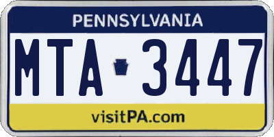PA license plate MTA3447