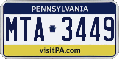 PA license plate MTA3449
