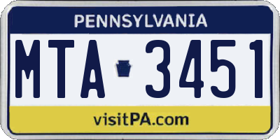 PA license plate MTA3451