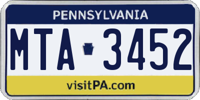 PA license plate MTA3452