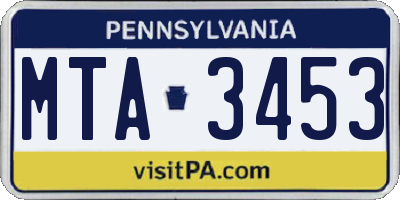 PA license plate MTA3453