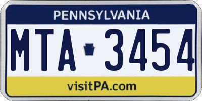 PA license plate MTA3454
