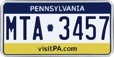 PA license plate MTA3457
