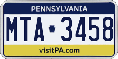 PA license plate MTA3458