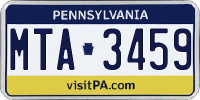 PA license plate MTA3459