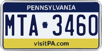 PA license plate MTA3460