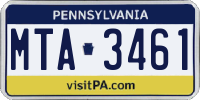 PA license plate MTA3461