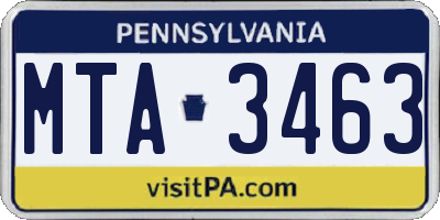 PA license plate MTA3463