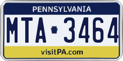 PA license plate MTA3464