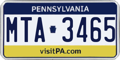 PA license plate MTA3465