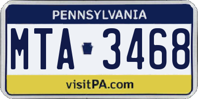 PA license plate MTA3468