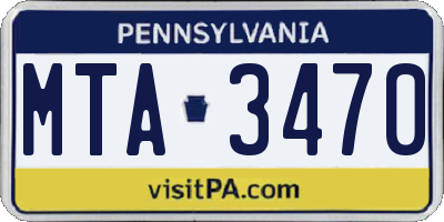 PA license plate MTA3470