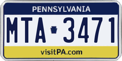 PA license plate MTA3471