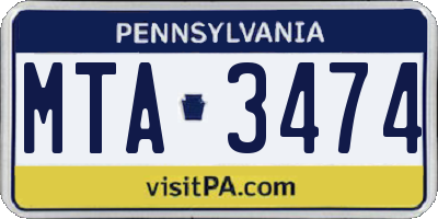 PA license plate MTA3474