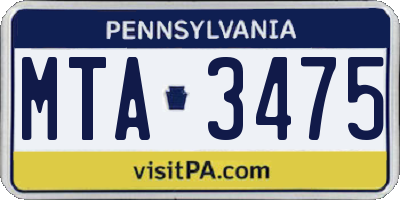 PA license plate MTA3475