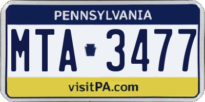 PA license plate MTA3477