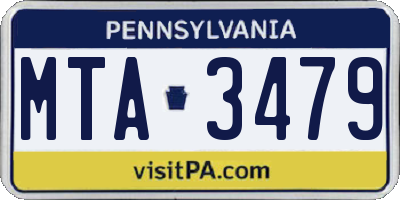 PA license plate MTA3479