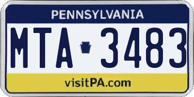 PA license plate MTA3483